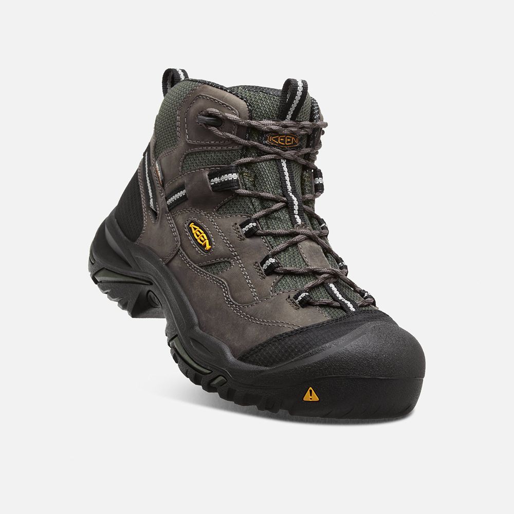 Keen Laarzen Heren Zwart Bruin - Braddock Waterproof Mid (Steel Toe) - 07193-FQZJ